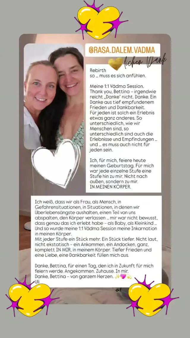 Video review of a Vādma session with Bettina Hardmeier, in an Instagram story