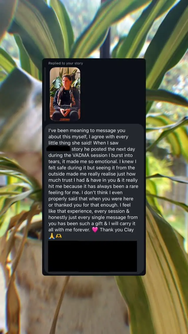 Video review of a Vādma session with Clayton Harrop, in an Instagram story