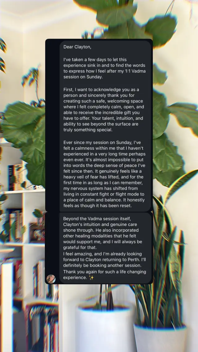 Vādma session review for Clayton Harrop, an Instagram story