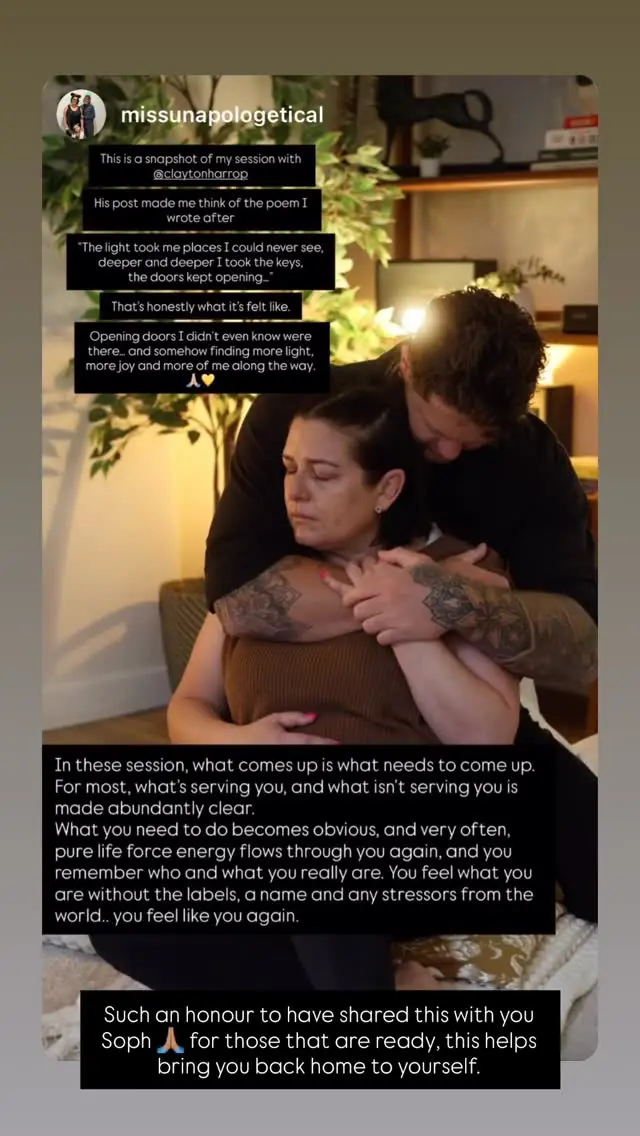 @missunapologetical’s video review of a Vādma session with Clayton Harrop, in an Instagram story