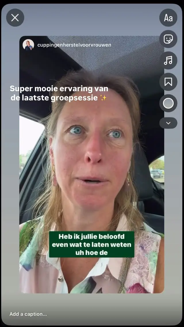 @cuppingenherstelvoorvrouwen’s video review of a Vādma session with Priti Diepa, in an Instagram story