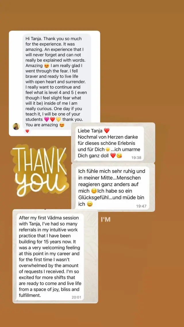Video review of a Vādma session with Tanja Wilcken, in an Instagram story