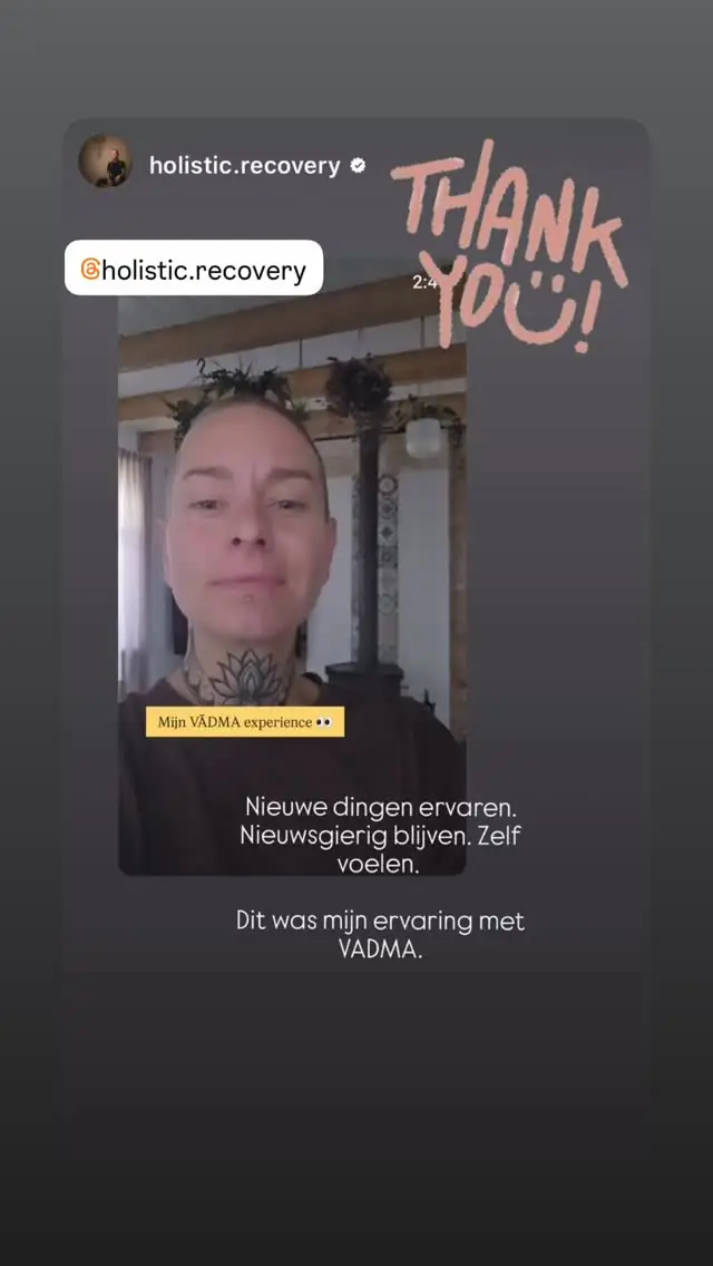 @holistic.recovery’s video review of a Vādma session with Tanja Wilcken, in an Instagram story