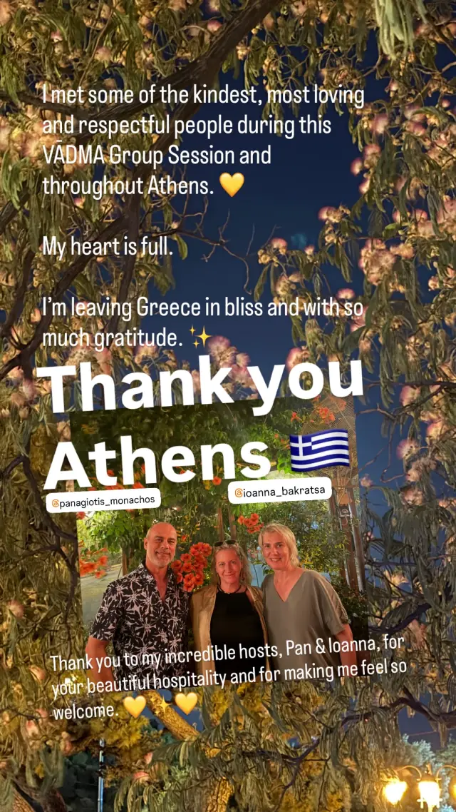 Video review of a Vādma session with Tanja Wilcken, in an Instagram story