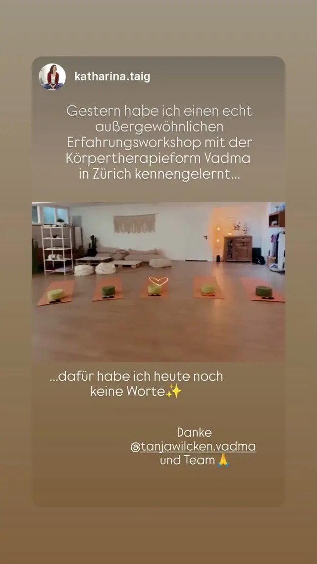 @katharina.taig’s video review of a Vādma session with Tanja Wilcken, in an Instagram story